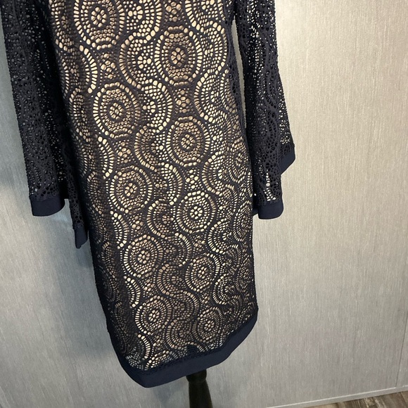 Emma & Michele Navy Lace Long Sleeve Dress Size Medium - Picture 6 of 12